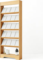 LHIUGE 6-Layer Brochure Display Rack, Freestanding Wooden Magazine Rack by LHIUGE