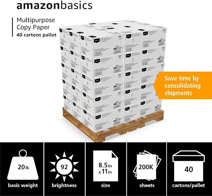 Amazon Basics Multipurpose Copy Printer Paper, 8.5 x 11 Inches, 20 lb, 400 Reams - Image 2