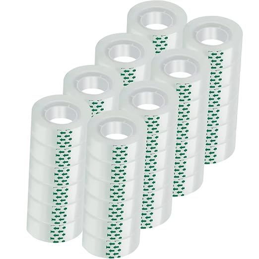 JACMD 48 Rolls Clear Tape, Transparent Tape Refills, Gift Wrap Tape 3/4 * 1000 by JACMD
