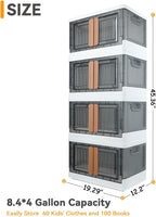 AssHMKIT Storage Bins, Plastic Cabinet, 8.4 Gallon Capacity, 4 Pack, Stackable - Image 2
