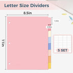 SUNEE 8 Tab Binder Dividers, Plastic Dividers - Image 2
