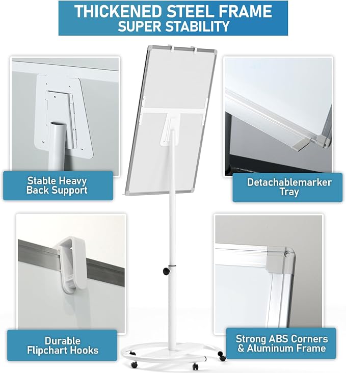 Nicpro Mobile Whiteboard 36"x 24" Magnetic Dry Erase Board, Height Adjustable - Image 5