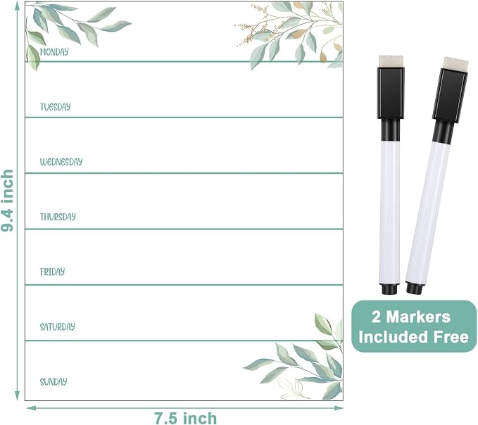 Outus 2 Pieces Magnetic Weekly Dry Erase Boards Erasable Weekly Calendars - Image 7
