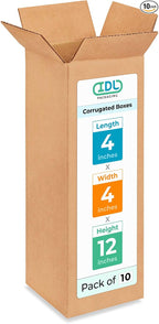 Tall Moving & Shipping Boxes 4x4x12 inches by IDLPackaging