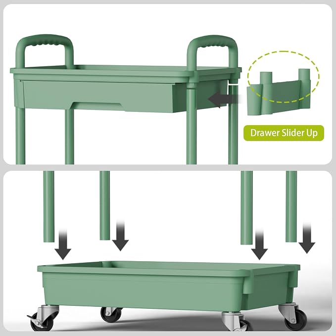 Sorgion 4 Tier Rolling Cart Organizer, Art Craft Diaper Bedside Snack Laundry - Image 5