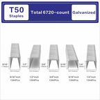 HW HAMWOO 20 Guage Galvanized T/50 Staples, 5 Sizes Assorted Size Project Pack - Image 2