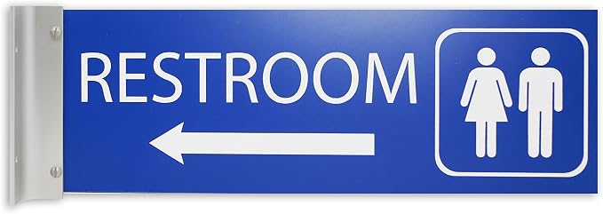 ALPHA DOG SIGNS Corridor Projecting Hallway Bathroom Sign, Left Arrow, by AlphaDog