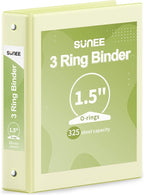 SUNEE 3 Ring Binder 1.5 Inch 1 Pack, Light Yellow by SUNEE