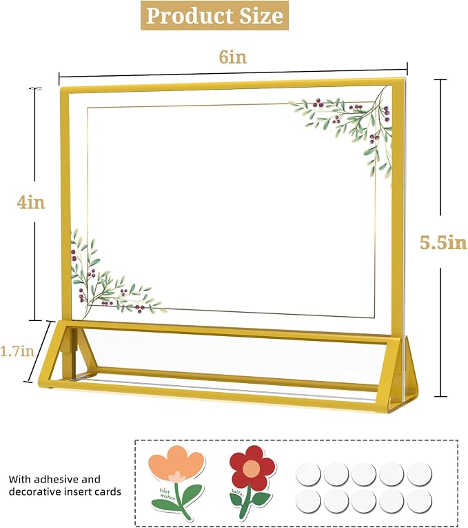PPH-Sisy Clear Acrylic Sign Holder 6x 4 Horizontal Double Sided Gold Frame - Image 2