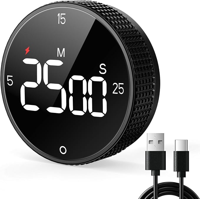 USB Rechargeable Magnetic Kitchen Timer by SmartTimingforEveryMoment
