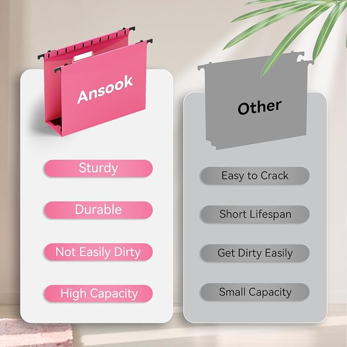 ANSOOK Plastic Hanging File Folders Letter Size, 3 Inch Reinforce Expanding - Image 6
