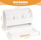 Mail Organizer Countertop Kitchen-White Mail Holder Countertop Drawers Wood - Image 4