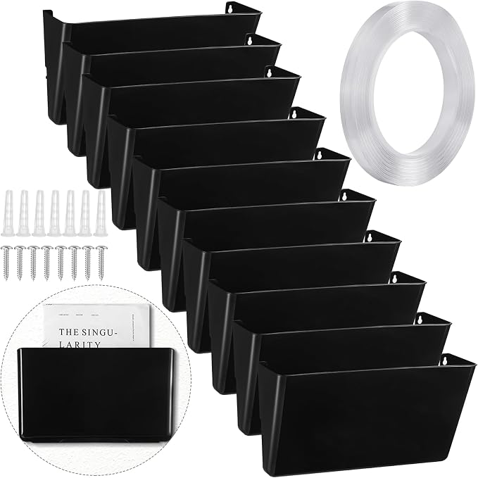 Tenceur 10 Pcs Single Pocket Wall Mount File Holder Black Plastic Wall Pocket by Tenceur