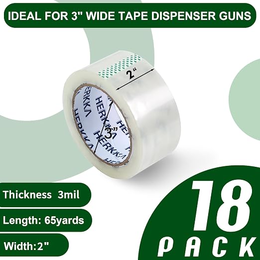HERKKA Clear Packing Tape, 18 Rolls Heavy Duty Packaging Tape - Image 3