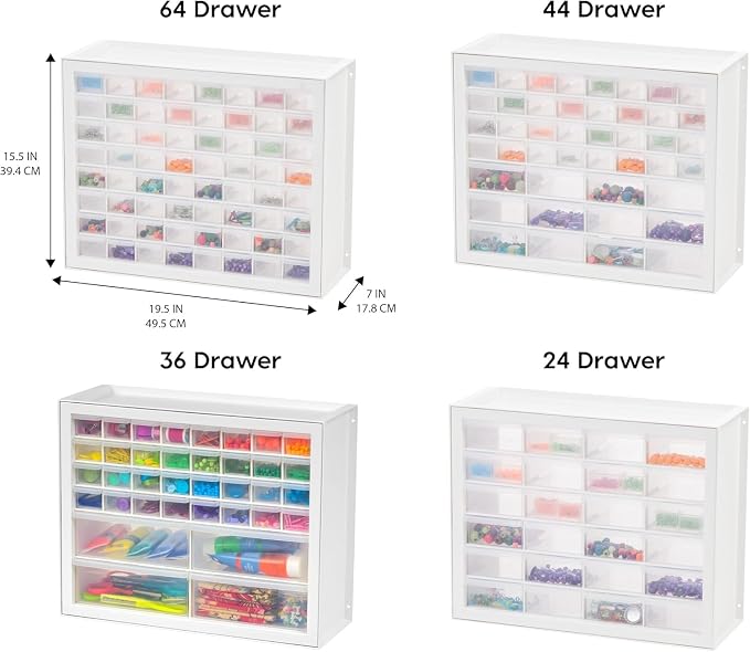 IRIS USA Bead Organizer Storage Bin Drawer Cabinet, 64-Drawer Plastic - Image 8
