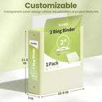 SUNEE 3 Ring Binder 2 Inch 1 Pack, Light Yellow - Image 7