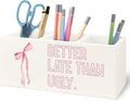 URLLUAE Better Late Than Ugly Funny Pink Makeup Brush Toothbrush Holder by Unknown