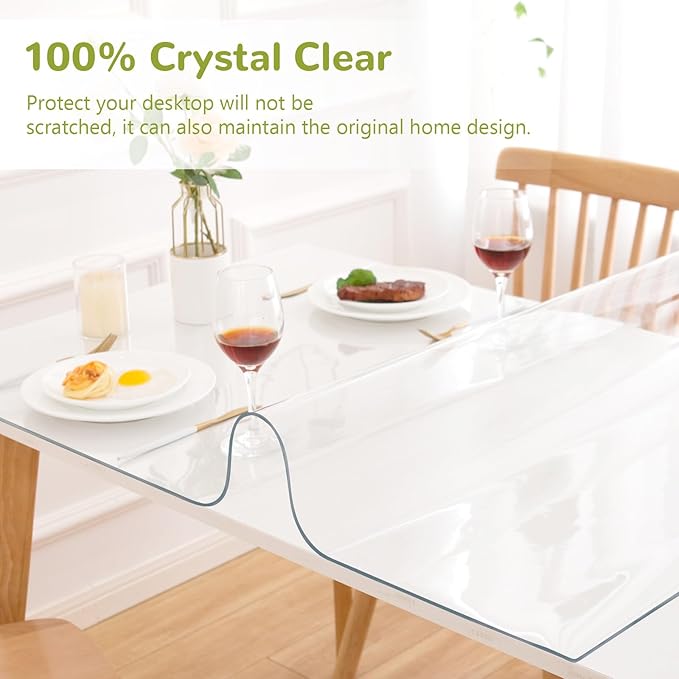 Eisdroma 48 x 60 Inch Clear Table Cover Protector, 1.5mm Plastic Table Cover - Image 5