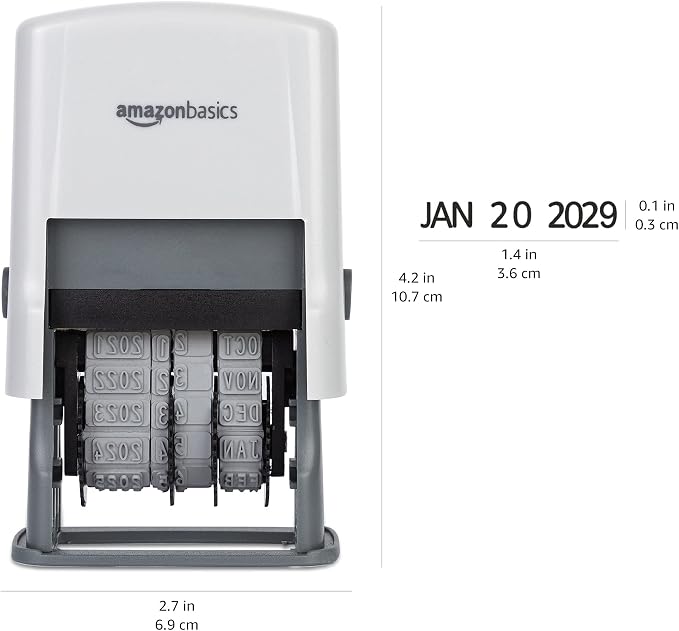 Amazon Basics Self-Inking Date Stamp, Rectangular, 2.56" x 1.69" x 4.13" - Image 5