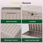 Yardgrace 45 Gallon Outdoor Storage Box Waterproof, Resin Deck Boxes - Image 3