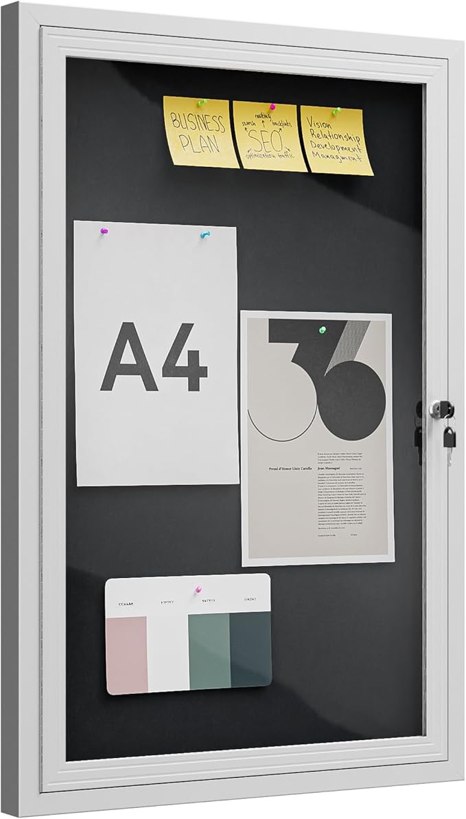 36"x24" Lockable Enclosed Bulletin Board, Outdoor Flet Weather-Resistant by Unknown