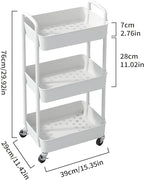 Sywhitta 3-Tier Plastic Rolling Utility Cart - Image 2