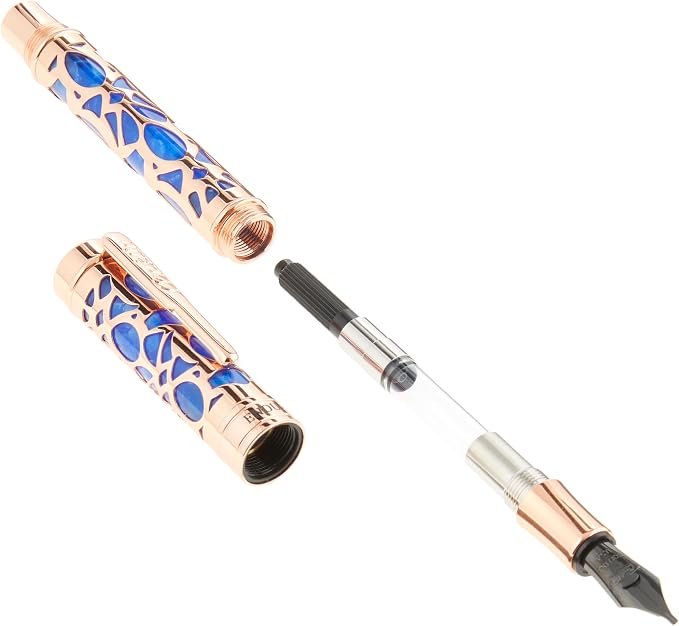 Conklin Endura Deco Crest Fountain Pen in Blue, Stub Nib, Premium Writing - Image 3