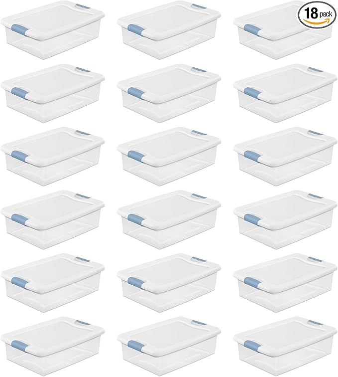 Sterilite 18-Pack Latching Box, Under Bed Storage Bins by Sterilite
