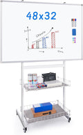 maxtek Rolling Whiteboard, 48x32 Large Magnetic White Board by Maxtek
