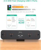 PD40W Desk Clamp Power Strip, Desktop Mount Surge Protector, Fast Charging - Image 3