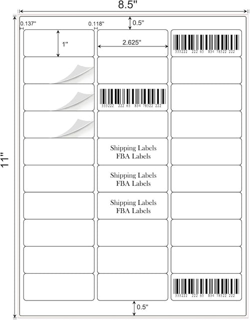 1" x 2-5/8" Address Labels 1500 Labels Sticker Paper - Image 2