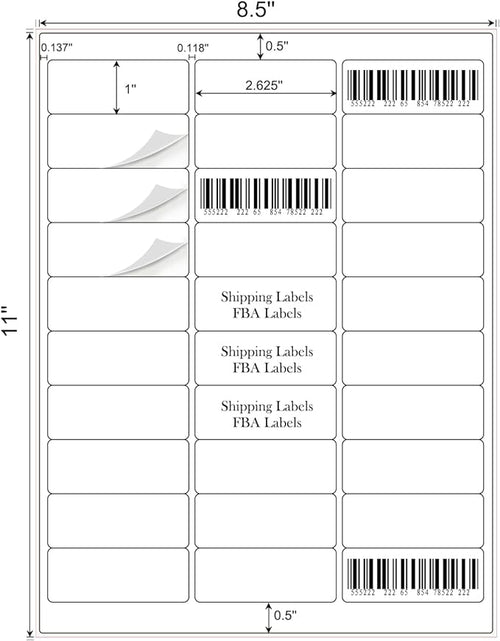 1" x 2-5/8" Address Labels 900 Labels Sticker Paper - Image 2