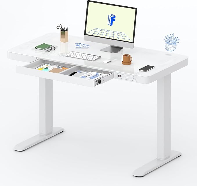 FLEXISPOT Comhar Electric Pure Glass Standing Desk by FlexiSpot