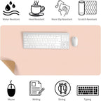Bloss Pink Desk Mat, Leather Desk Pad, Desk Matt - Image 3