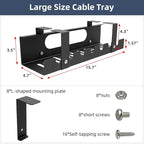 2 Pack Cable Management Under Desk Tray, Adjustable Length Large Cord Organizer - Image 3