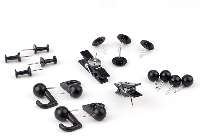 Black Push Pins Set, 5 Styles 140-count Thumb Tacks Map Pins, Steel Point and - Image 3