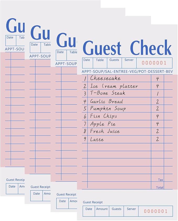 4 Pack Pink Guest Checks Books for Servers, Server Note Pads, Waiter Checkbook by VIANDKI