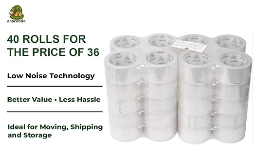 AnacondaGrip 40 Rolls Clear Packing Tape – Heavy Duty 2” Wide x 65 Yards per - Image 2