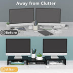 TAVR Dual Monitor Stand Riser Office Desktop Organizer Stand - Image 2
