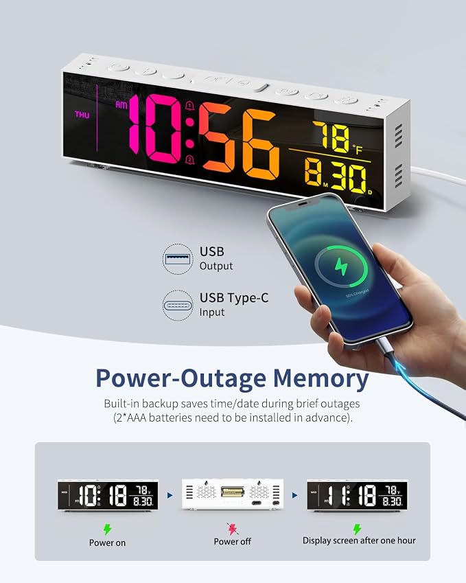 Digital Clock, Alarm Clock for Bedroom, Digital Wall Clocks for Classroom - Image 6