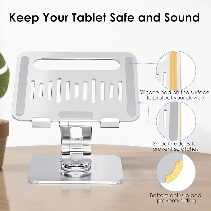 Gorablix Tablet Stand for Desk, 360° Swivel for iPad Holder, Aluminum - Image 5