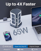 KOOSLA PD Power Strip Tower Surge Protector, USB C Desktop Charging Station - Image 3