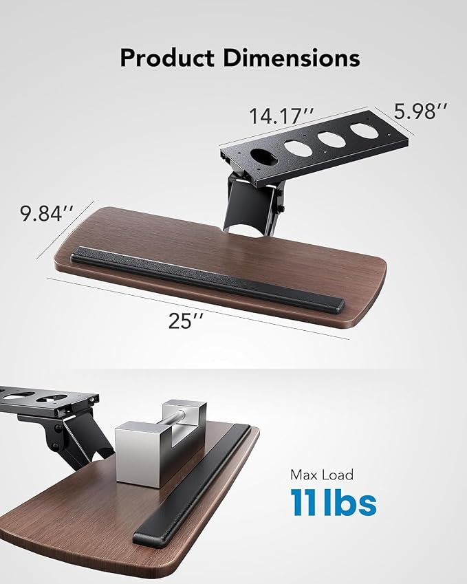 HUANUO Keyboard Tray Under Desk，360 Adjustable Ergonomic Sliding Keyboard & - Image 2