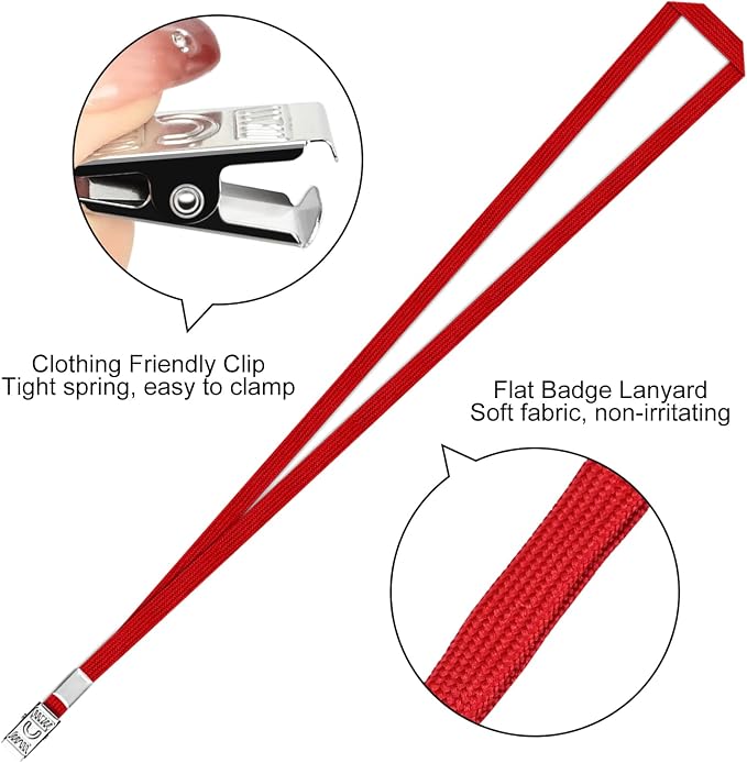 100 Pcs Clear Vertical Badge Id Card and 100 Pcs Lanyard, Reusable Lanyards - Image 3
