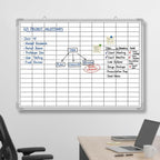 Lined Whiteboard Blank Grid Aluminum Frame Dry Erase Board Reusable Wall - Image 6