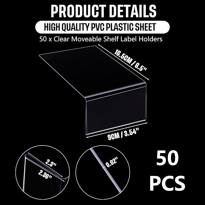 Containlol 50 Pcs Moveable Shelf Label Holders - Image 2