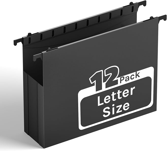 Ansook Plastic Hanging File Folders Letter Size, Upgrade 2" Extra Capacity by Ansook