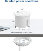 3-inch Desktop Power Grommet, Max 65W USB C Charger, 2 Outlets and 3 USB - Image 6