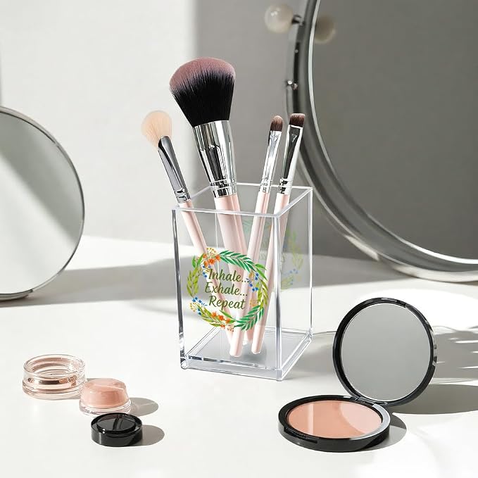 Vgrti Inhale Exhale Repeat Acrylic Cosmetic Pencil Pen Holder Cup, - Image 3
