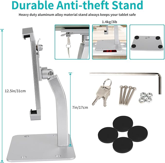 YOOZ Anti Theft Tablet Holder, Secure Desktop iPad Mount Lock, All Metal - Image 6